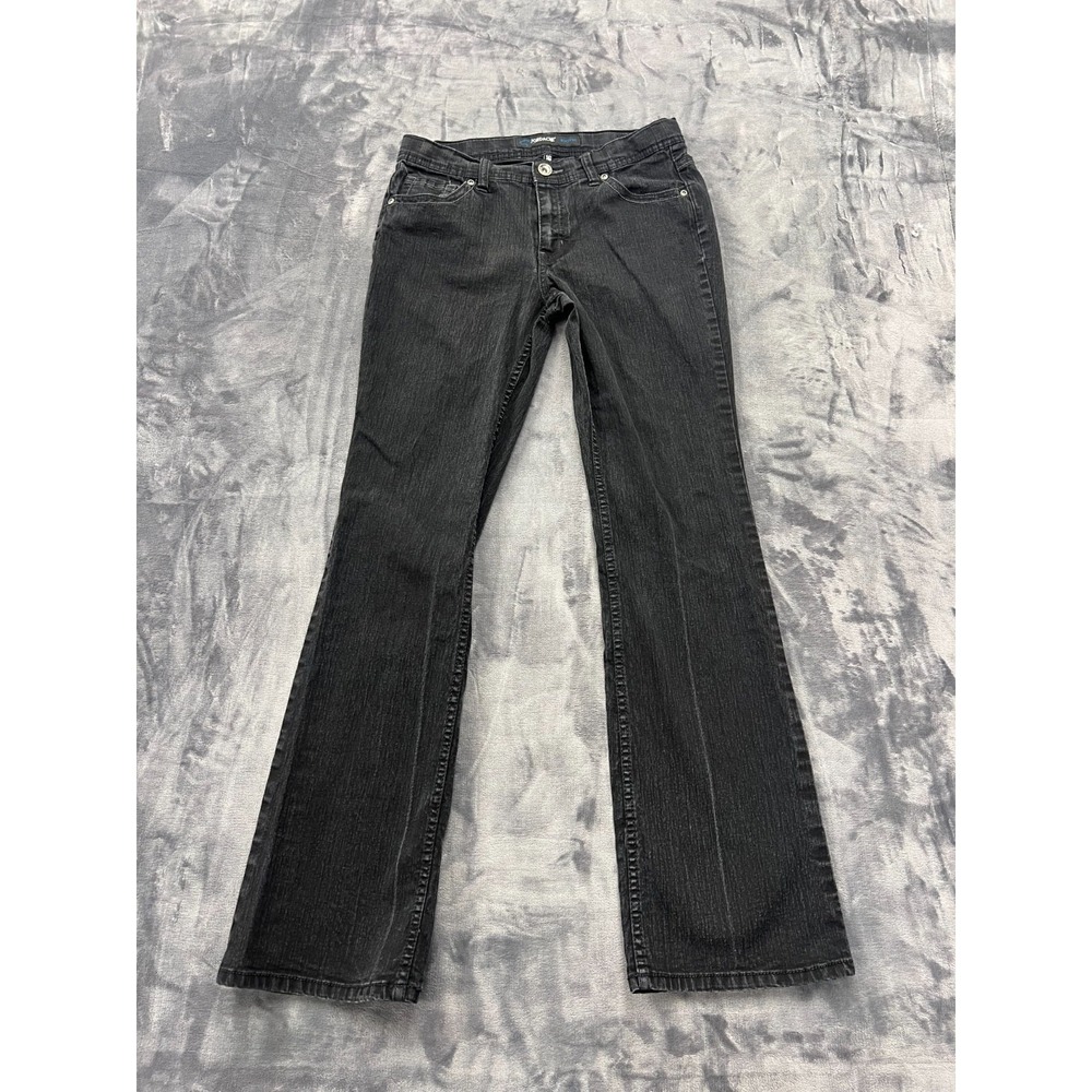 Jordache Bootcut Jeans Girls 16 Black Whiskered Denim Cotton Stretch Dark Wash